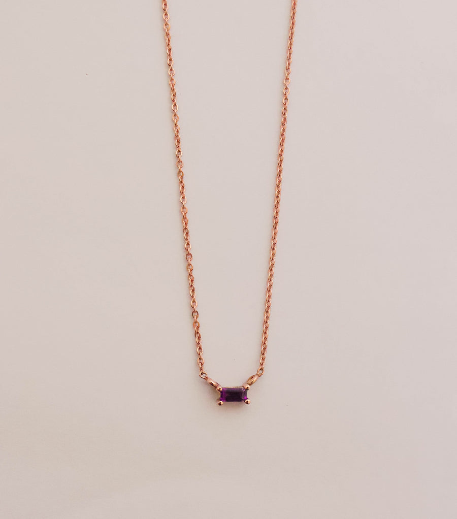Baguette Amethyst Double Hung Claw Necklace