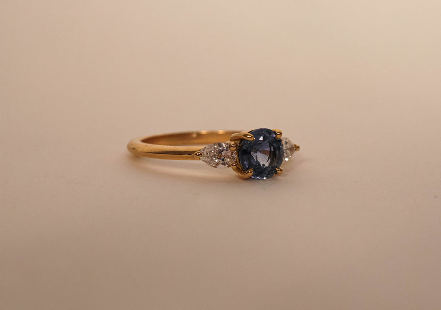 Willow Ring with Ceylon Sapphire and Diamonds