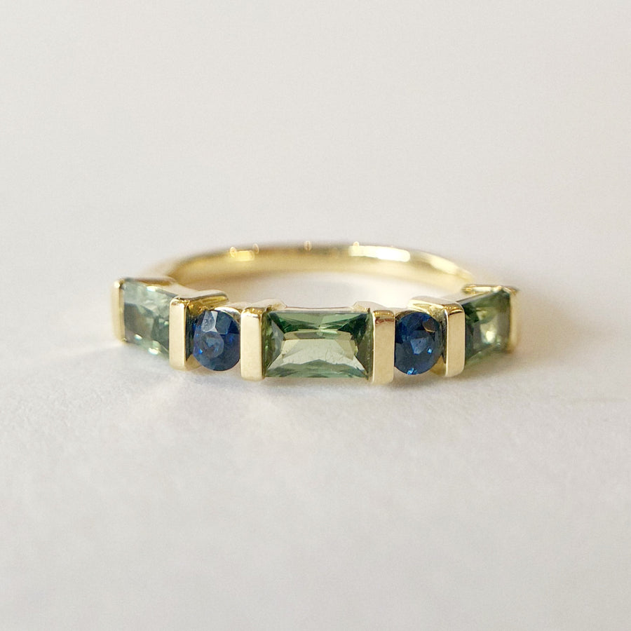 Sapphire Baguette and Round Ring