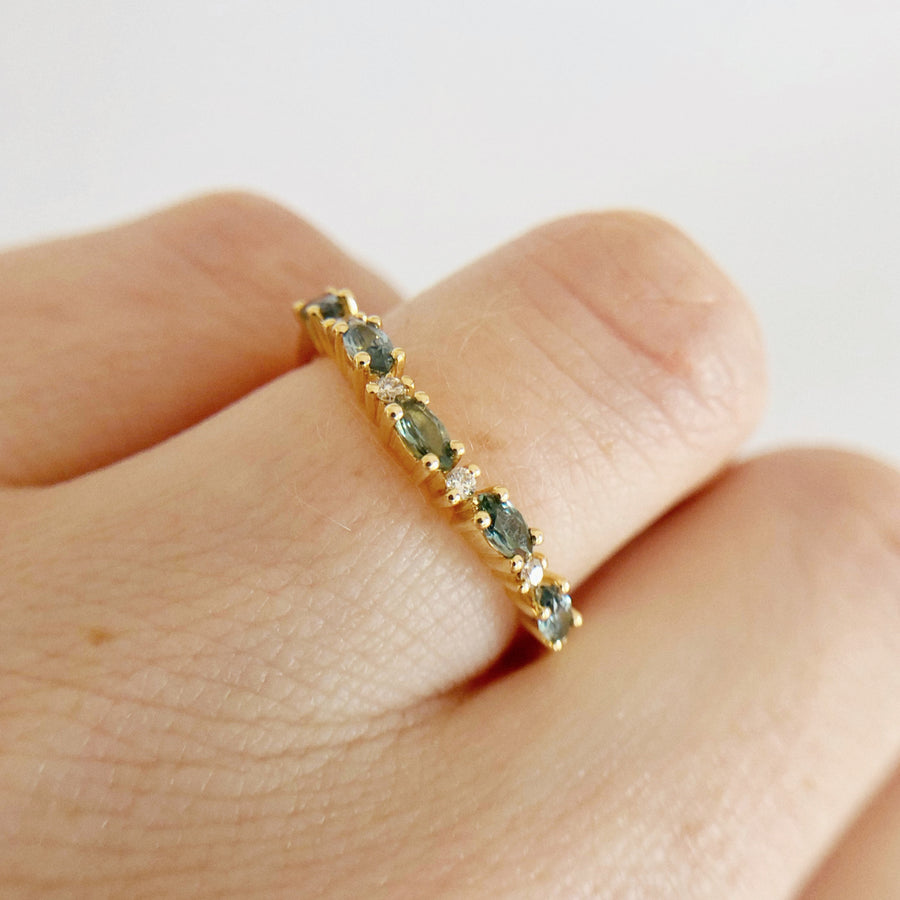 Fitted Marquise Sapphire and Diamond Ring