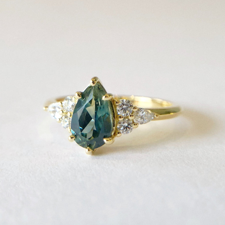 Sadie Pear Parti Sapphire Ring 5 with Diamonds
