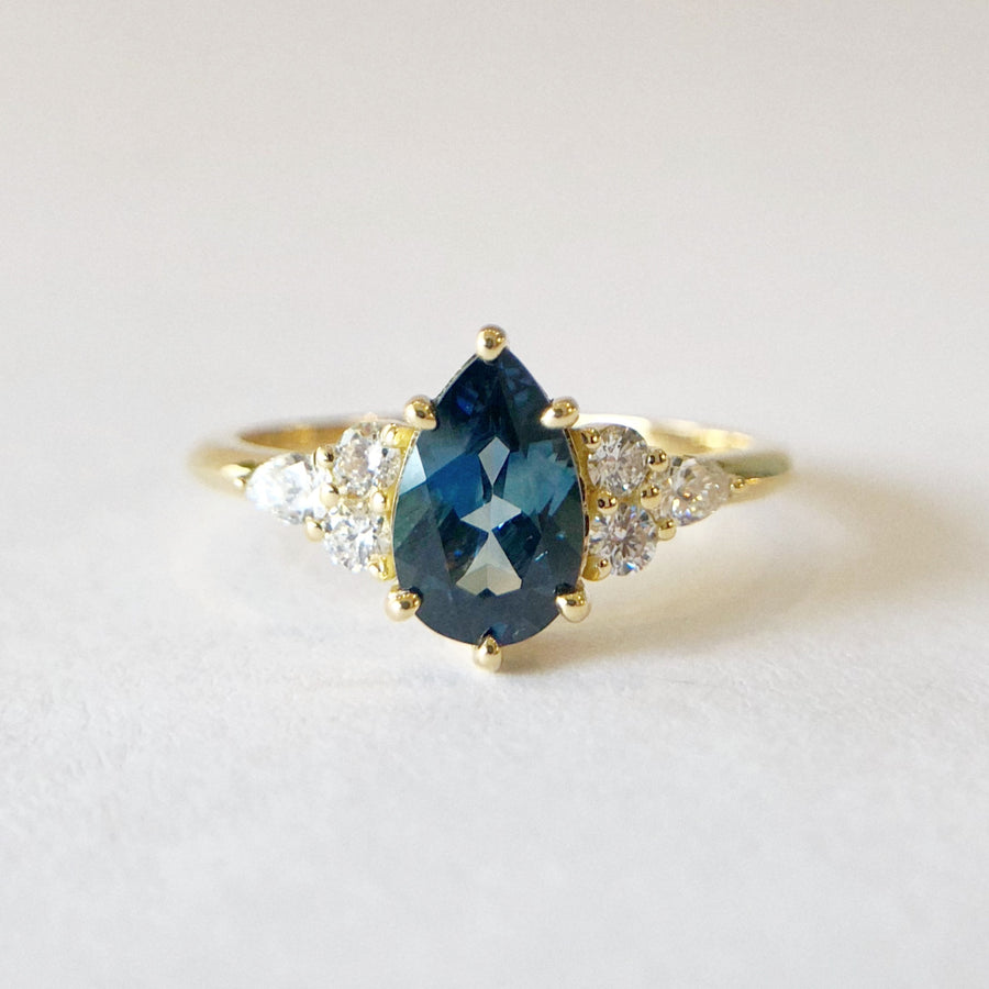 Sadie Pear Parti Sapphire Ring 6 with Diamonds