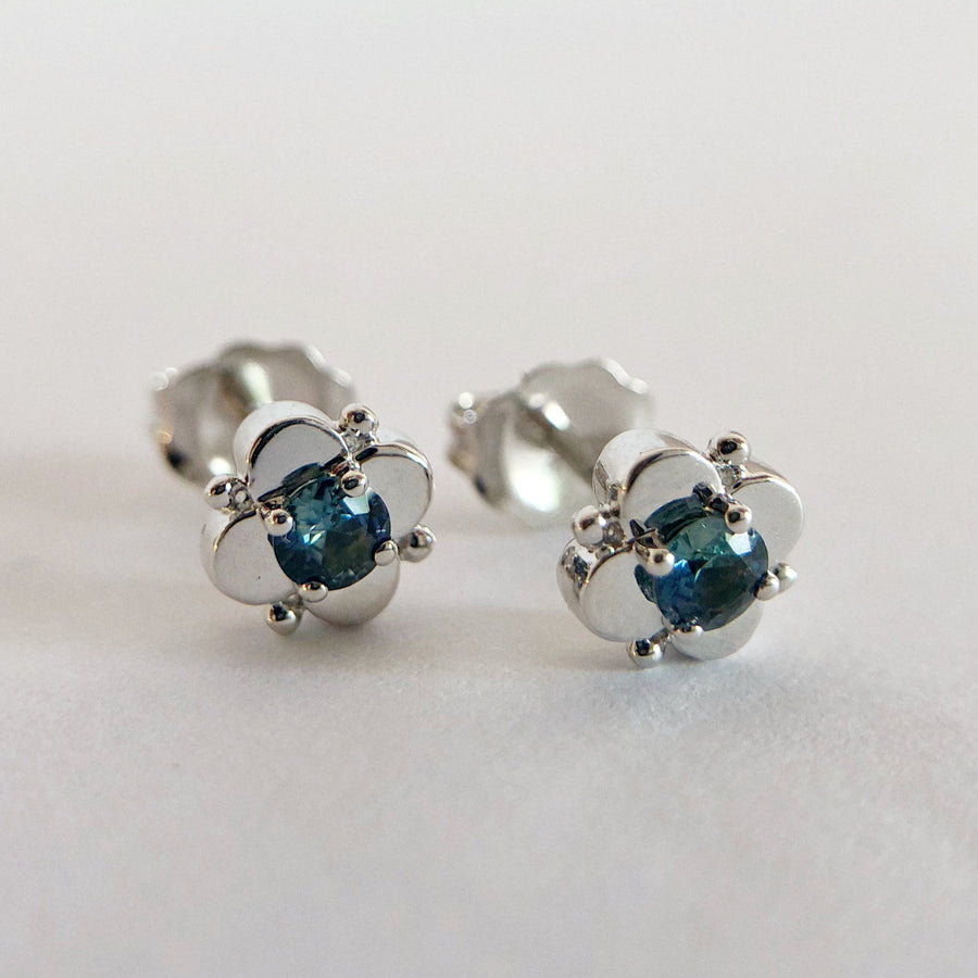 Sapphire Flower Studs