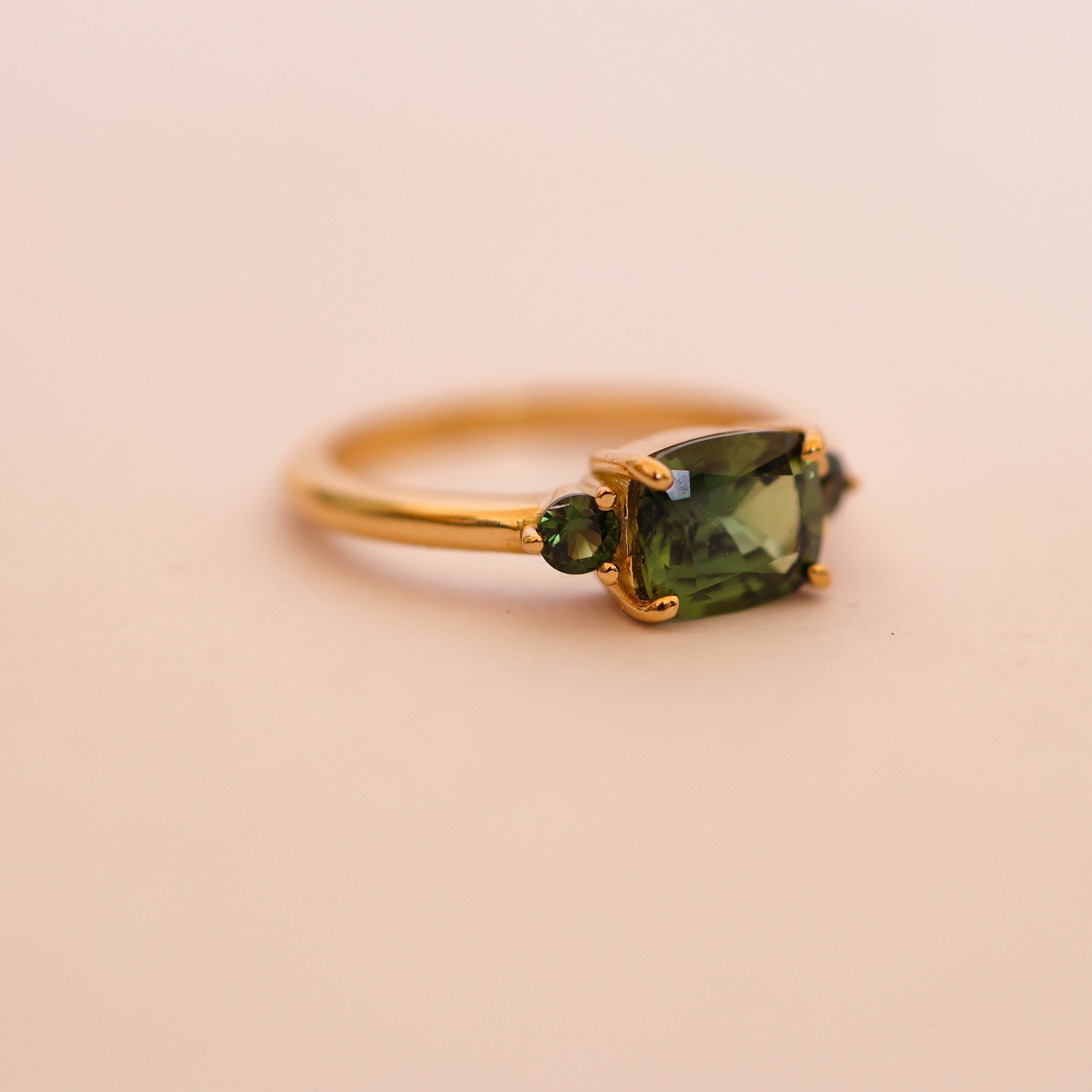 Australian Sapphire Cushion & Round Ring