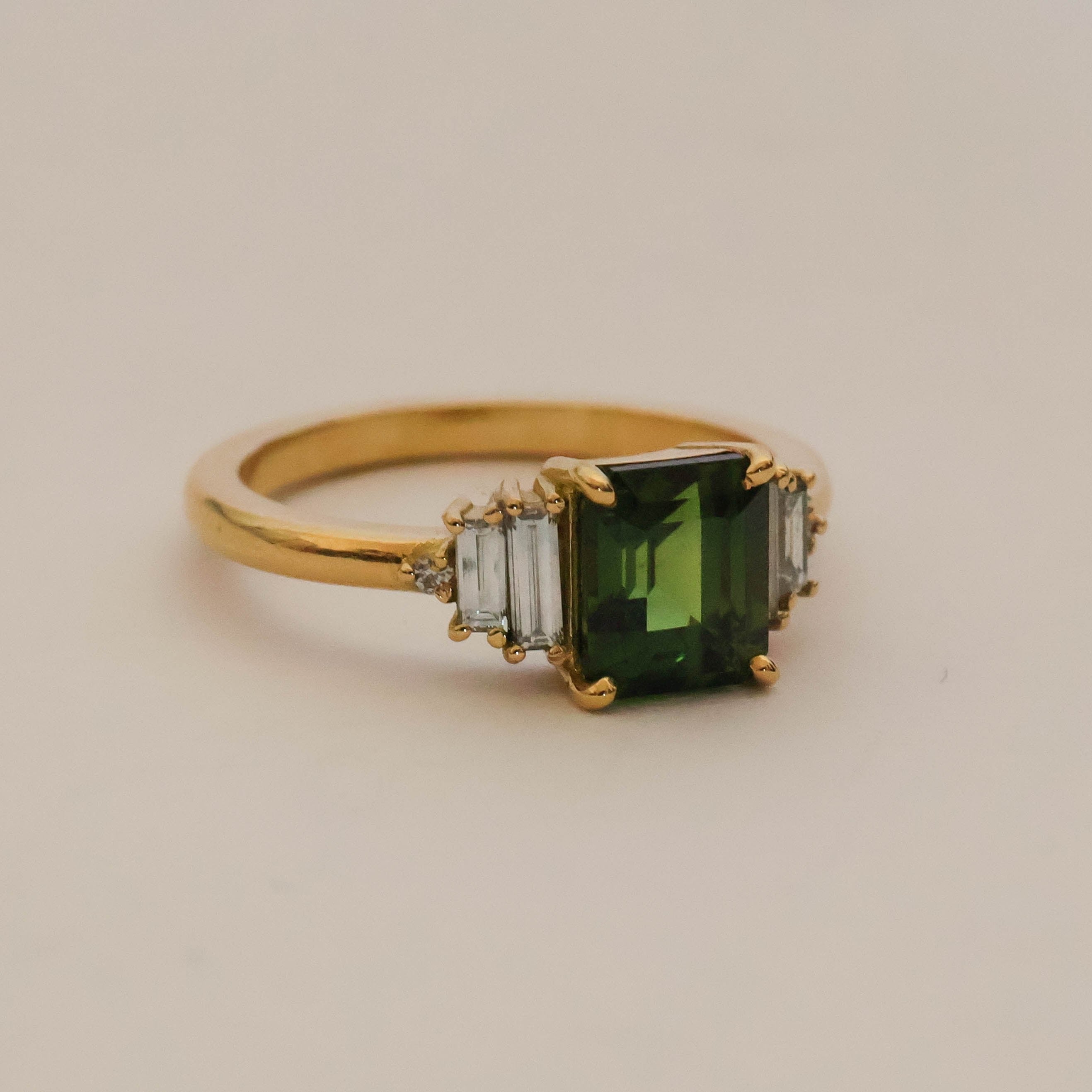 Australian Green Sapphire and Diamond Deco Ring 3