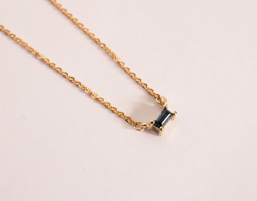 Baguette Sapphire Double Hung Claw Necklace