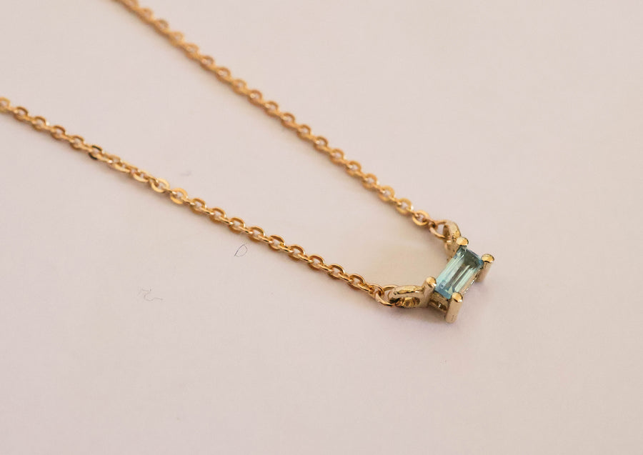 Baguette Topaz Double Hung Claw Necklace