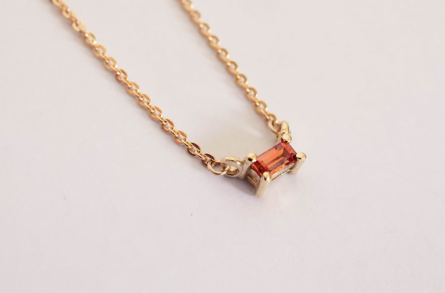 Baguette Sapphire Double Hung Claw Necklace