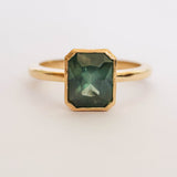 Emerald Cut Australian Parti Sapphire Solitaire Ring I