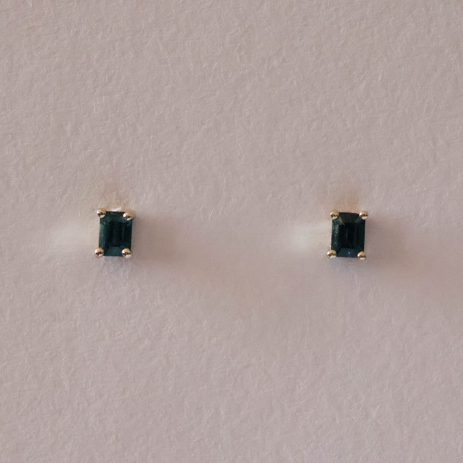 Emerald Cut Sapphire Studs