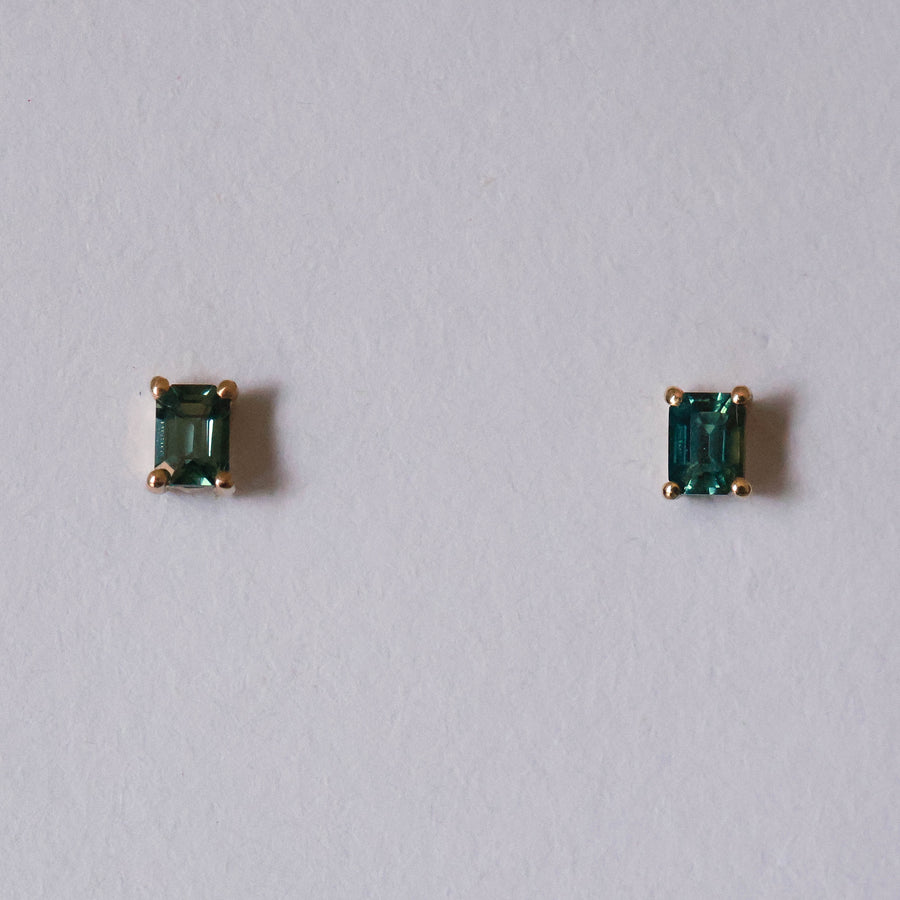 Emerald Cut Sapphire Studs