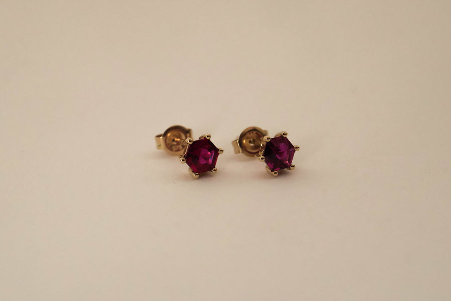 Hexagon Ruby Studs