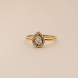 Rose-Cut Salt & Pepper Diamond Pear Ring