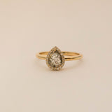 Rose-Cut Salt & Pepper Diamond Pear Ring