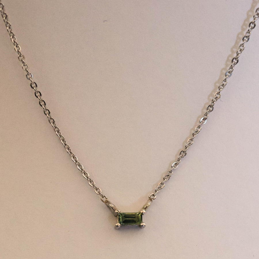 Baguette Sapphire Double Hung Claw Necklace