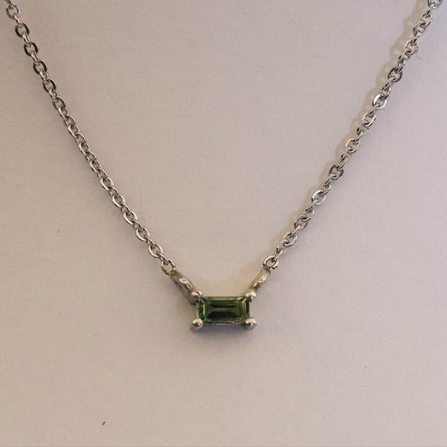 Baguette Sapphire Double Hung Claw Necklace