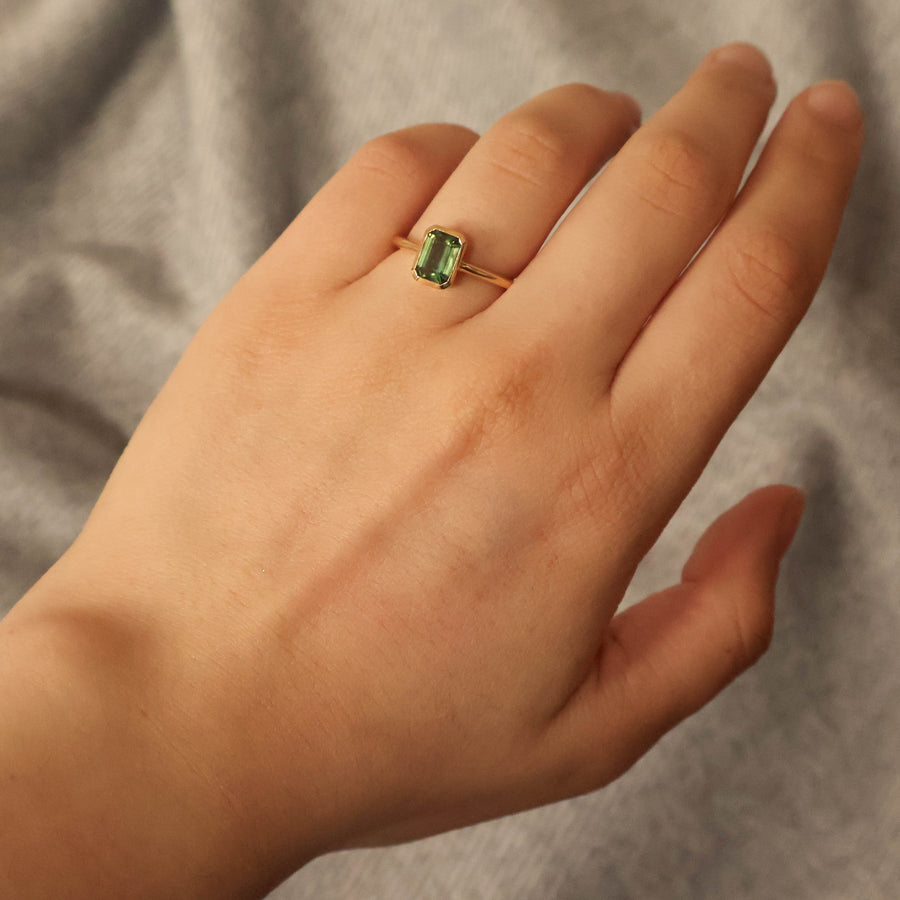 Emerald Cut Sapphire Bezel Solitaire