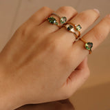 Australian Sapphire Cushion & Round Ring