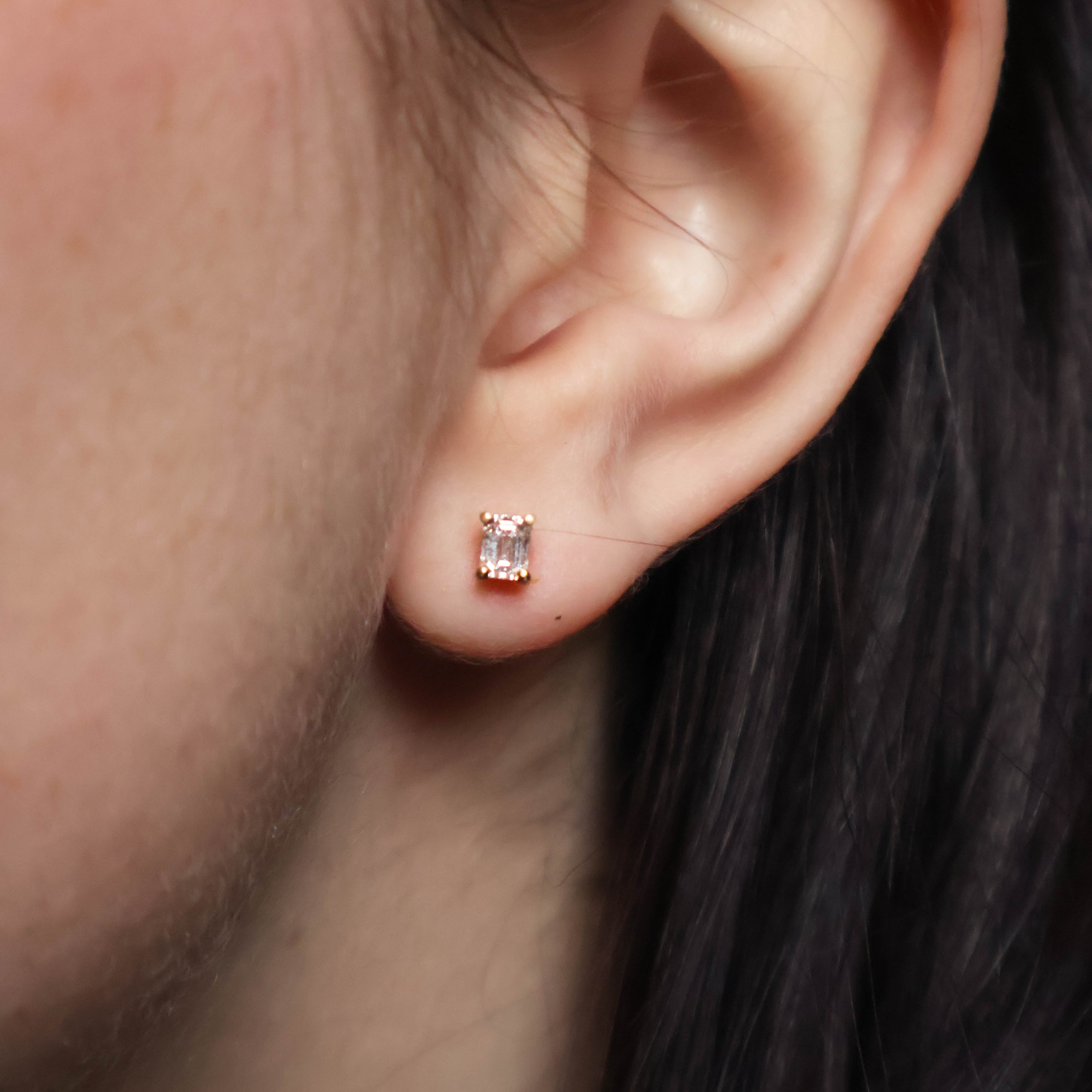 Emerald Cut Diamond Studs