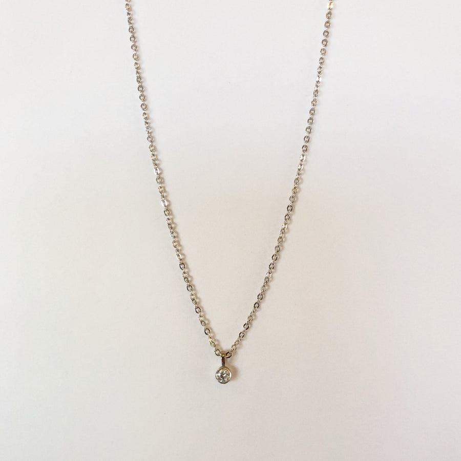 White Diamond Bezel Necklace