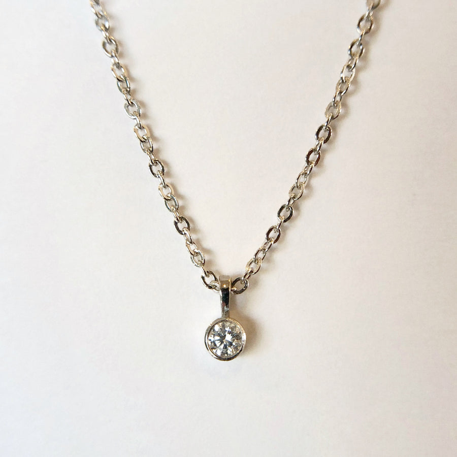 White Diamond Bezel Necklace