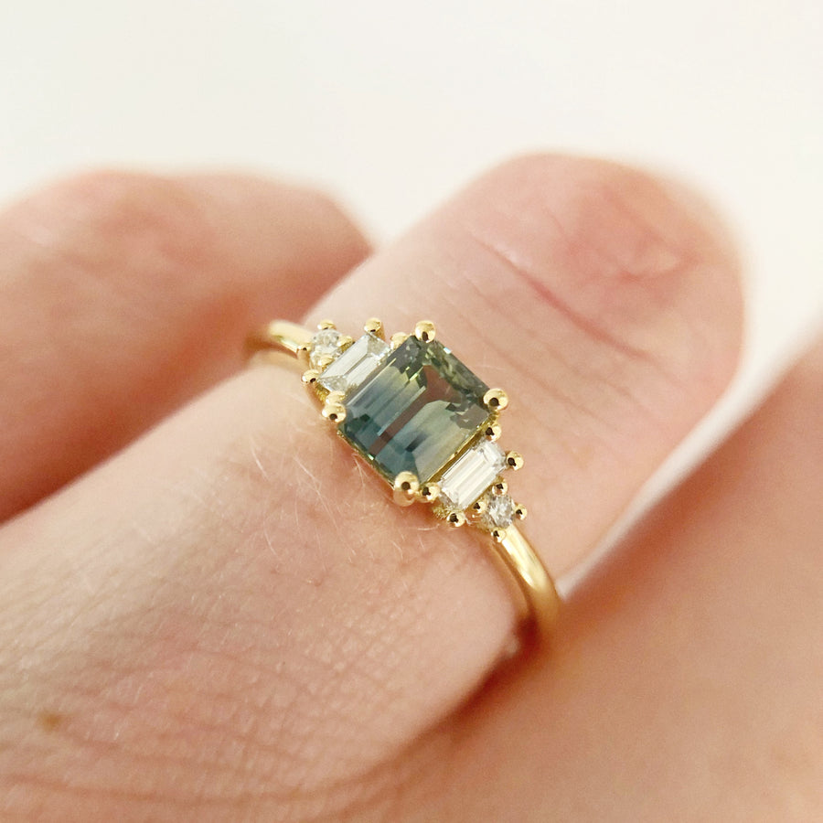 Bebe Ring 3 Australian Parti Sapphire with Diamonds