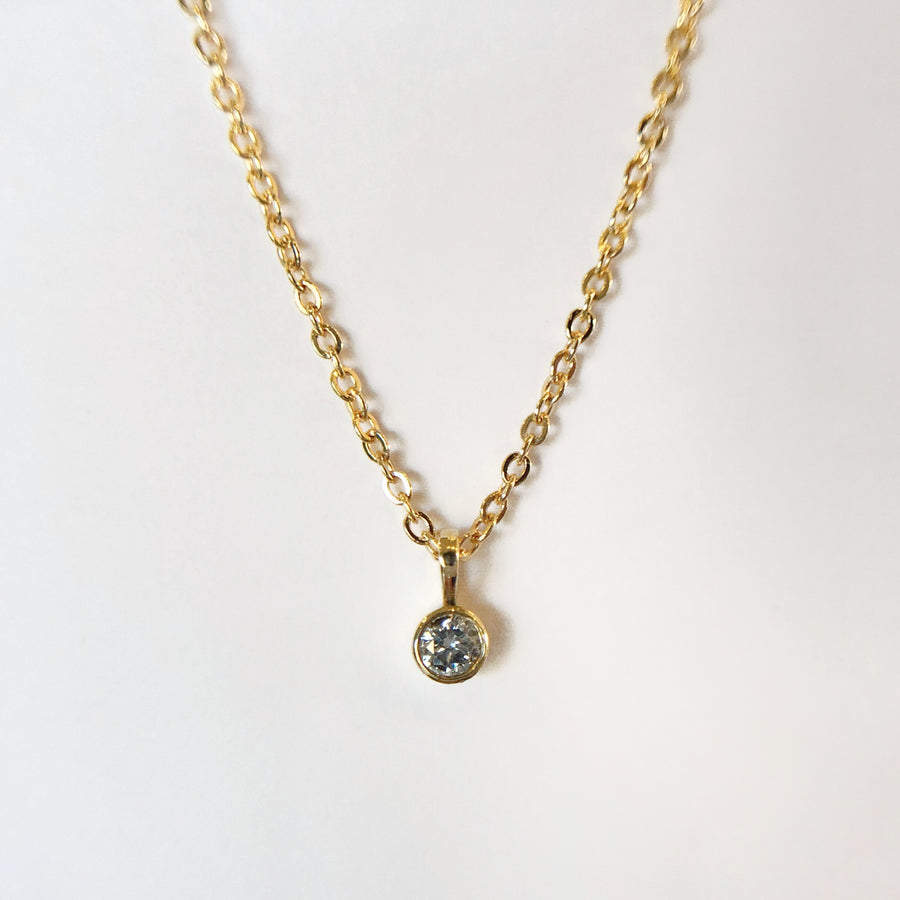 White Diamond Bezel Necklace