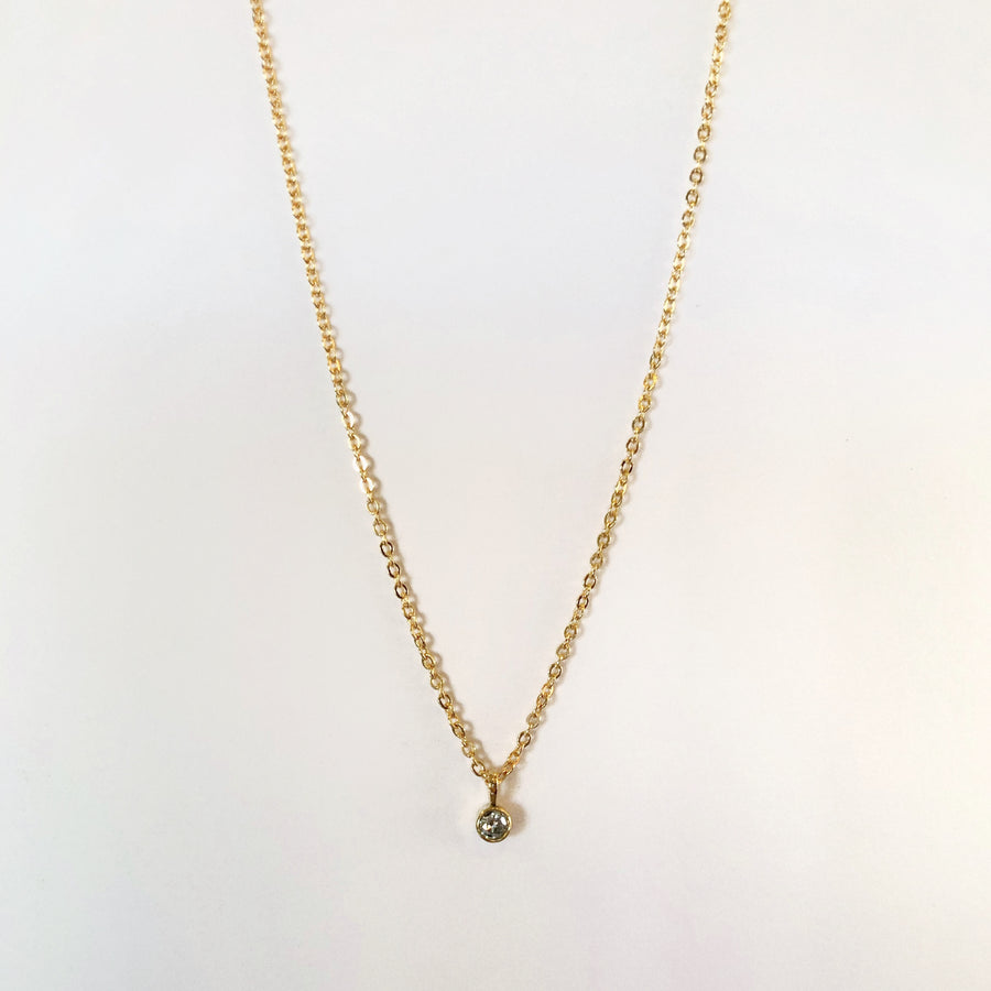 White Diamond Bezel Necklace