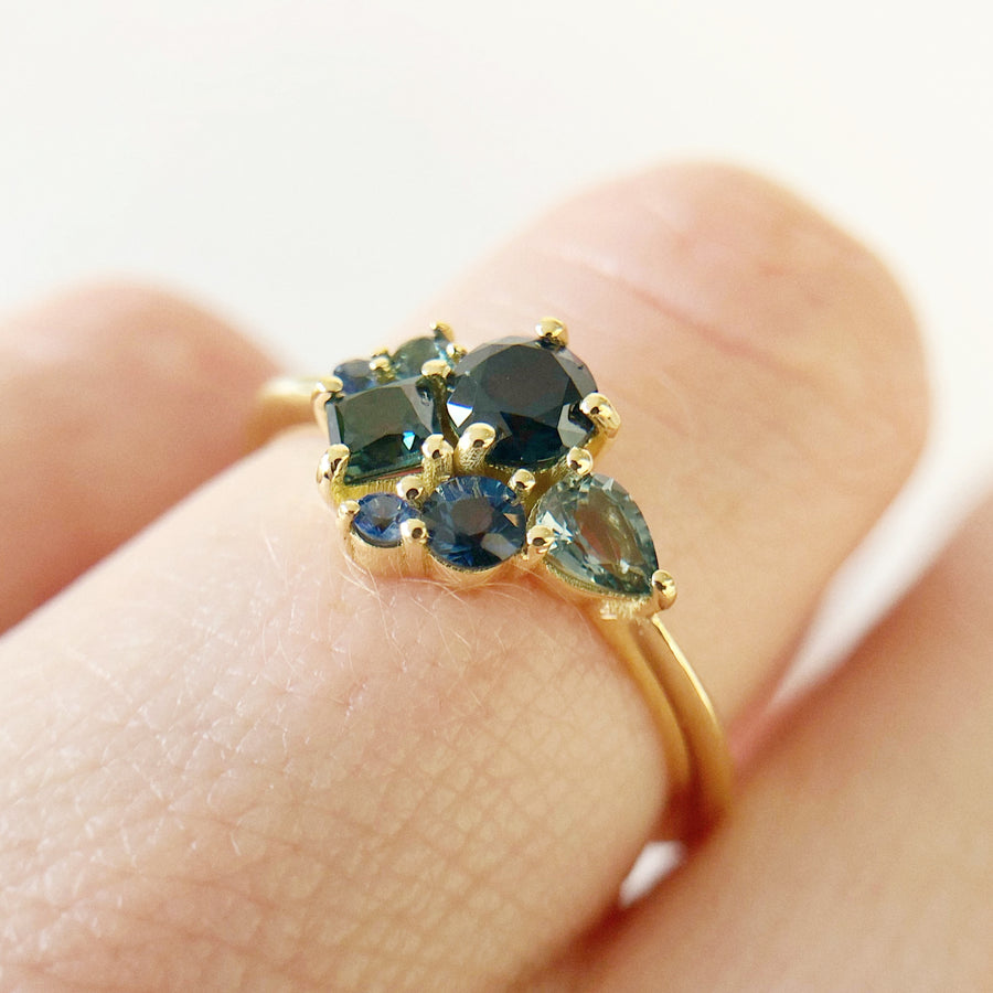 Blue Sapphire Cluster Ring