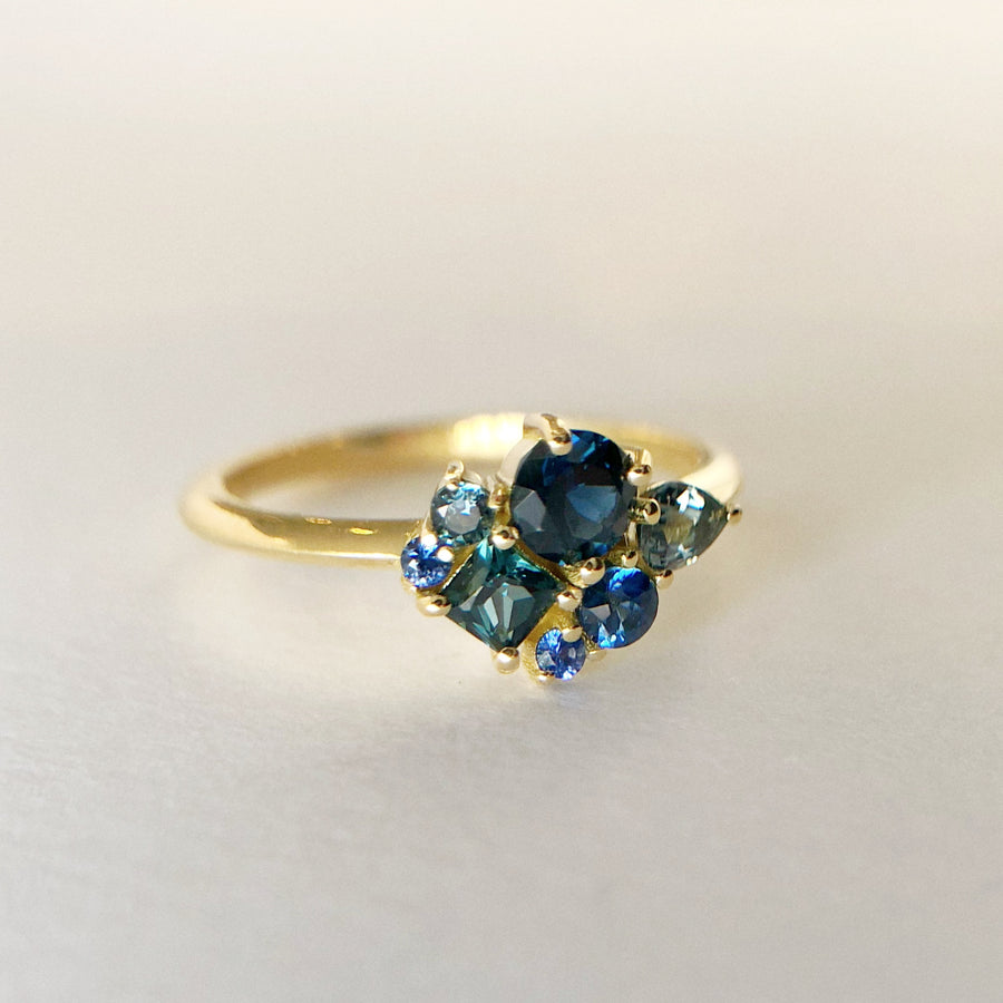 Blue Sapphire Cluster Ring