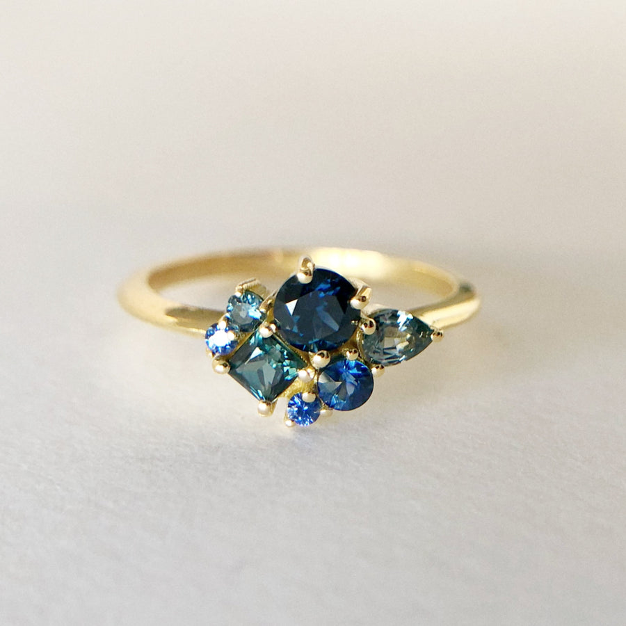 Blue Sapphire Cluster Ring