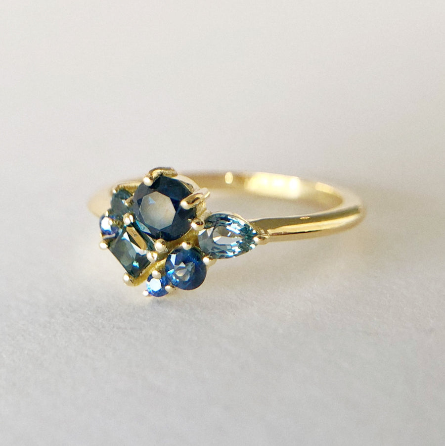 Blue Sapphire Cluster Ring