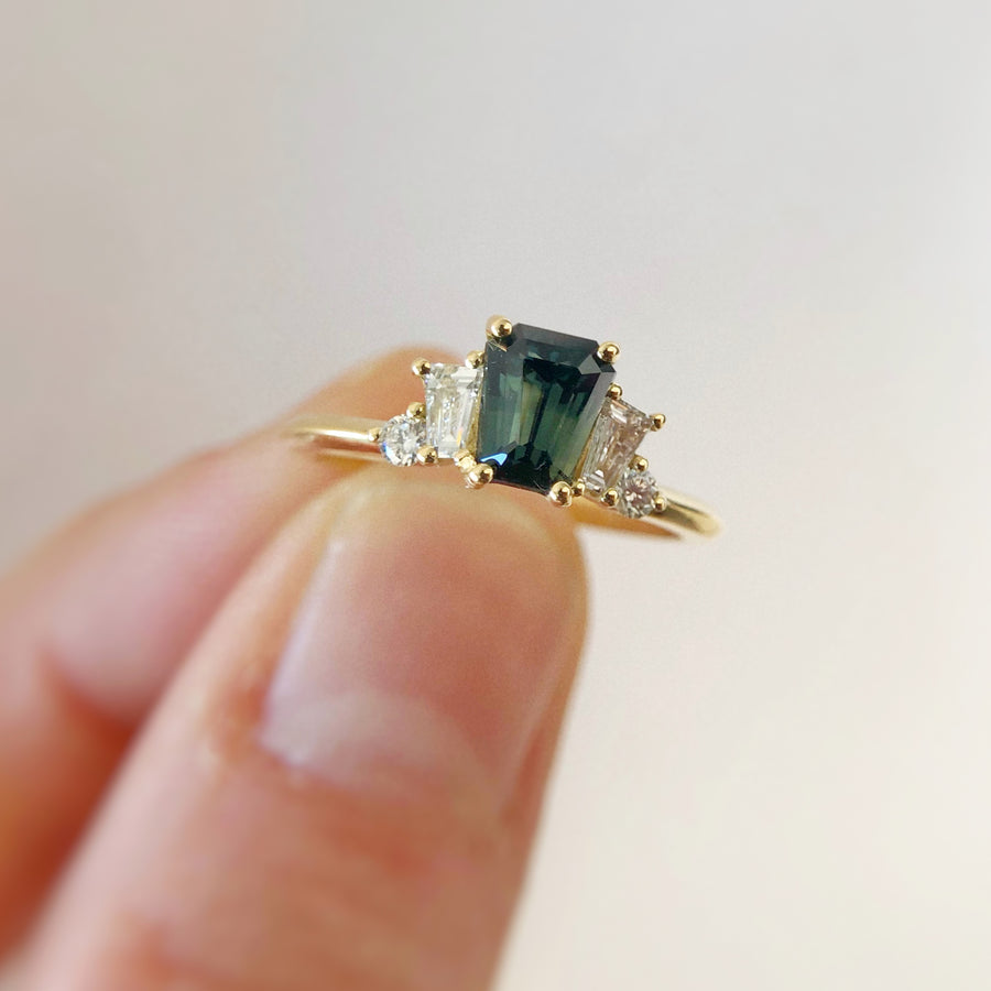 Australian Sapphire Crown Ring with Diamonds
