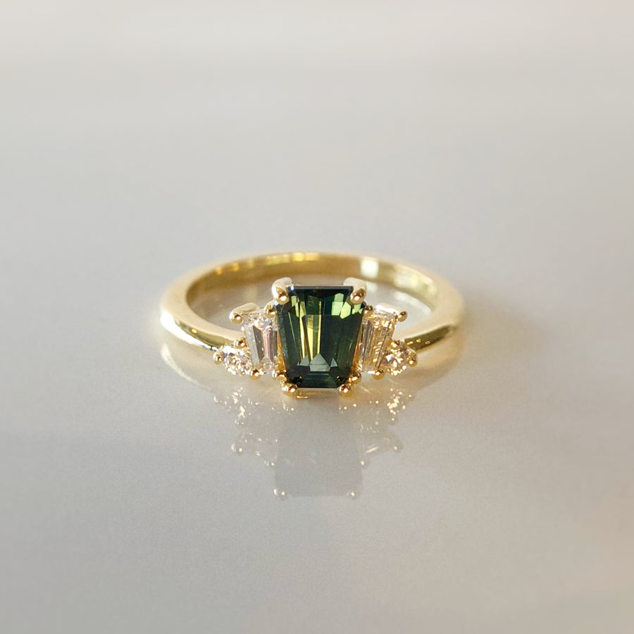 Australian Sapphire Crown Ring with Diamonds