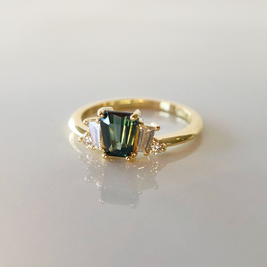 Australian Sapphire Crown Ring with Diamonds