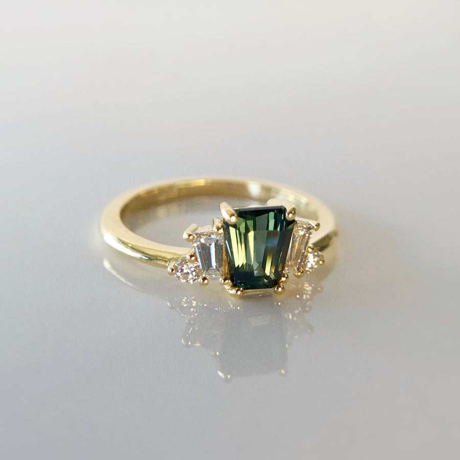 Australian Sapphire Crown Ring with Diamonds