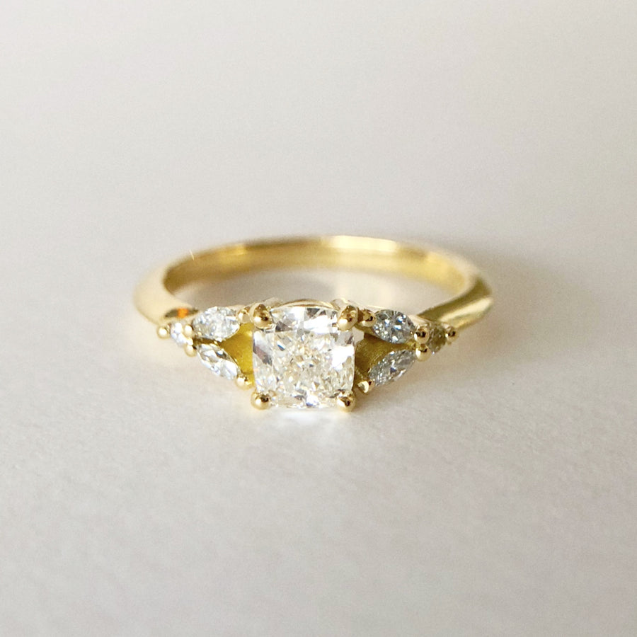 Marquise Leaf Cushion Cut Diamond Ring