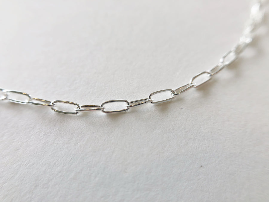 Fine Paper Clip Chain Necklace Silver