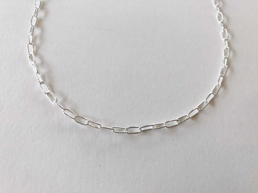 Fine Paper Clip Chain Necklace Silver
