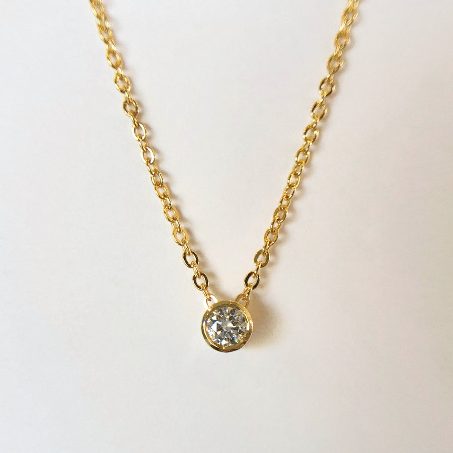 Buy Diamond Solitaire Necklace, 14K Gold Diamond Solitaire Necklace, 0.12ct  Bezel Set Diamond Necklace, Layering Necklace, Floating Diamond Online in  India - Etsy