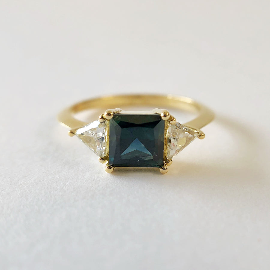 Charlotte Ring with Australian Sapphire and Diamonds