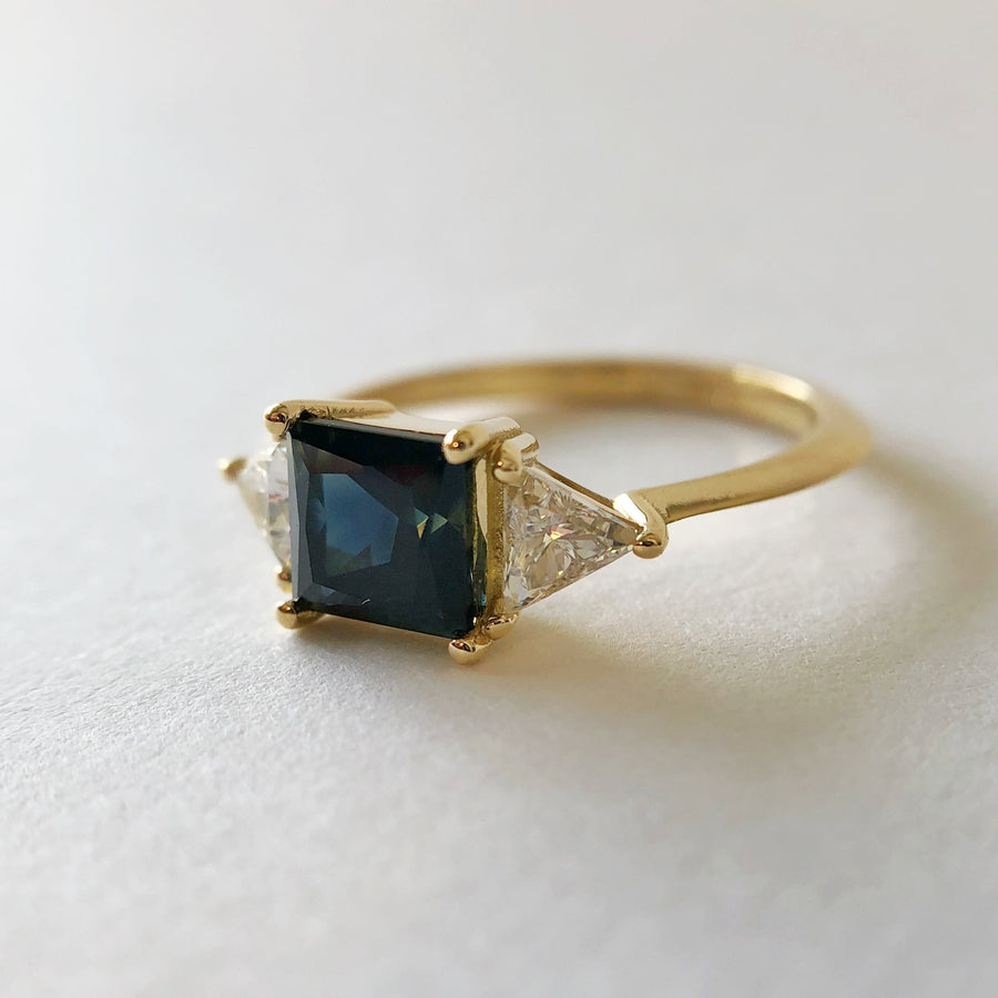 Charlotte Ring with Australian Sapphire and Diamonds