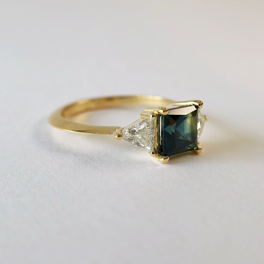 Charlotte Ring with Australian Sapphire and Diamonds