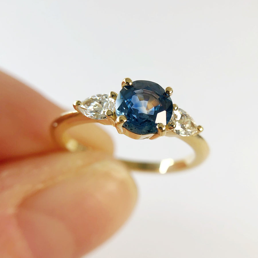 Willow Ring with Montana Sapphire and Diamonds