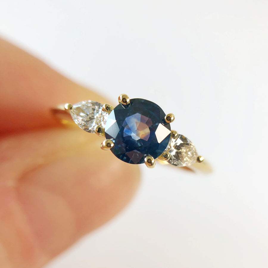 Willow Ring with Montana Sapphire and Diamonds