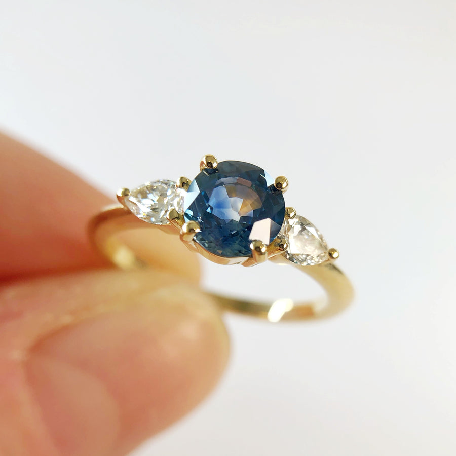 Willow Ring with Montana Sapphire and Diamonds