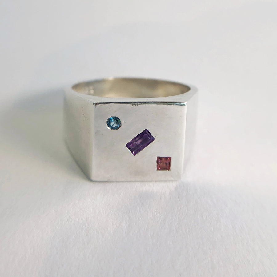 Domino Square Signet Ring