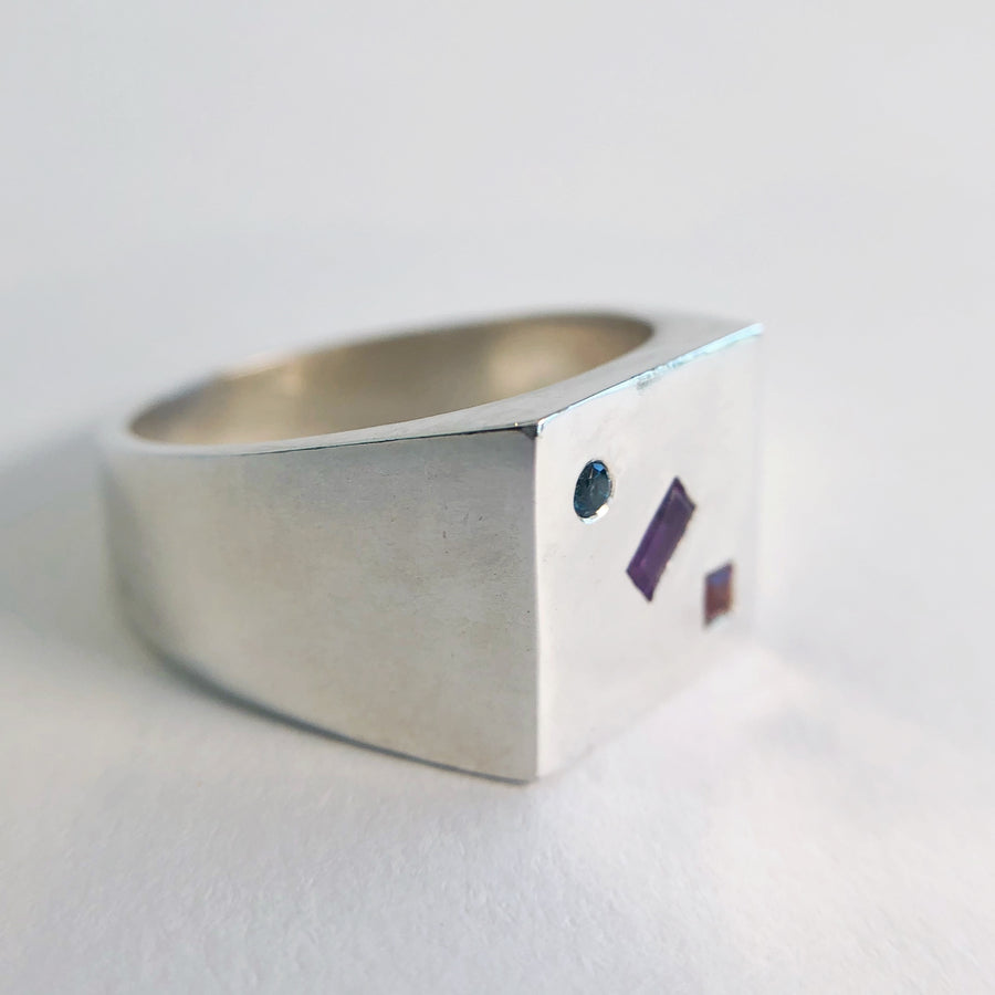 Domino Square Signet Ring