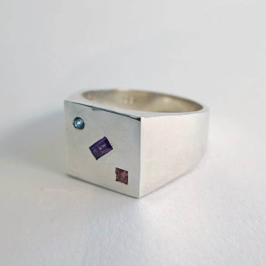 Domino Square Signet Ring