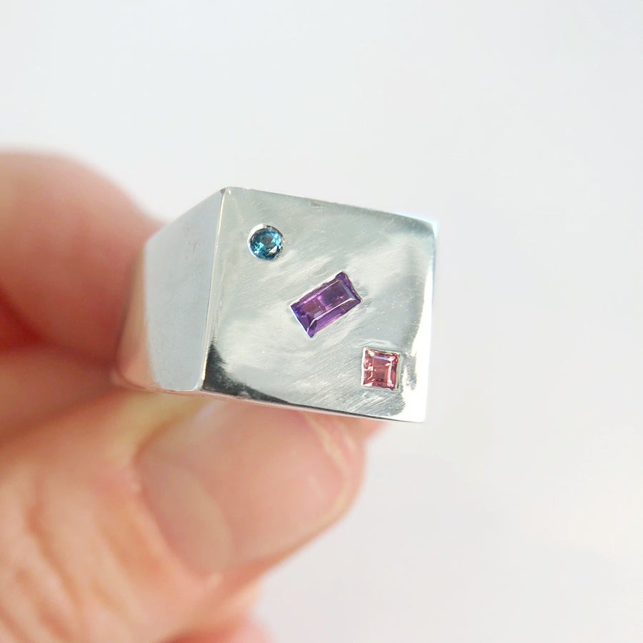 Domino Square Signet Ring